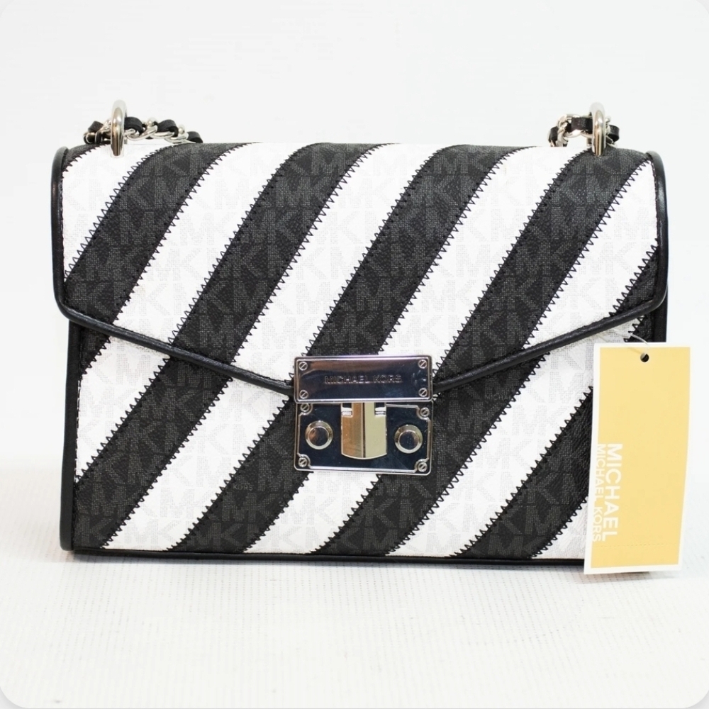 🖤🔹️Michael Kors 🔹️Rose Black Multi MD Flap Shoulder Bag